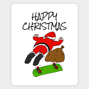 Skateboarding Santa Fallen Off Skateboard Funny Christmas Magnet